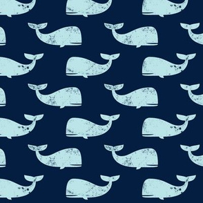 whales - blue on navy