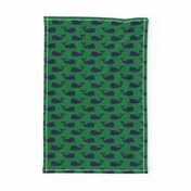 whales - navy on green