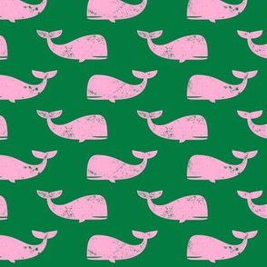 whales - pink on green