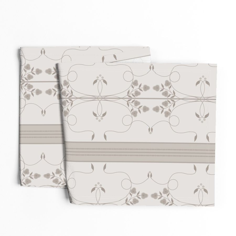 Wallflower Arabesque: Warm Gray Floral Stripe