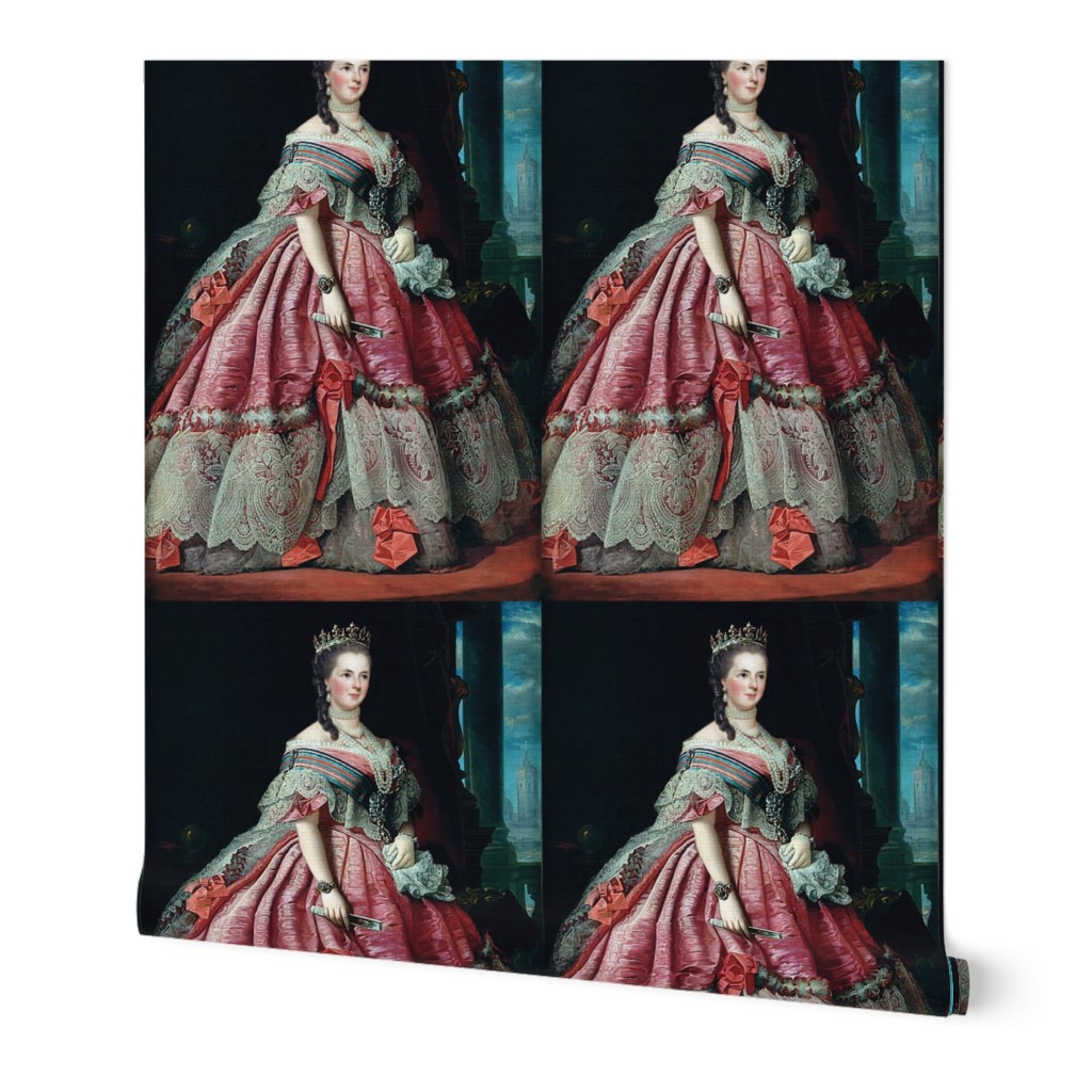queens princesses crowns red pink gowns tiaras baroque victorian beauty royal castles pearl necklaces chokers bows fans earrings lace empresses ballgowns rococo royal portraits palace beautiful lady woman elegant gothic lolita egl neoclassical  historical
