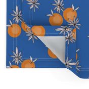 Mid Century Oranges on blue