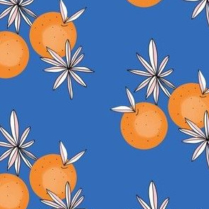 Mid Century Oranges on blue