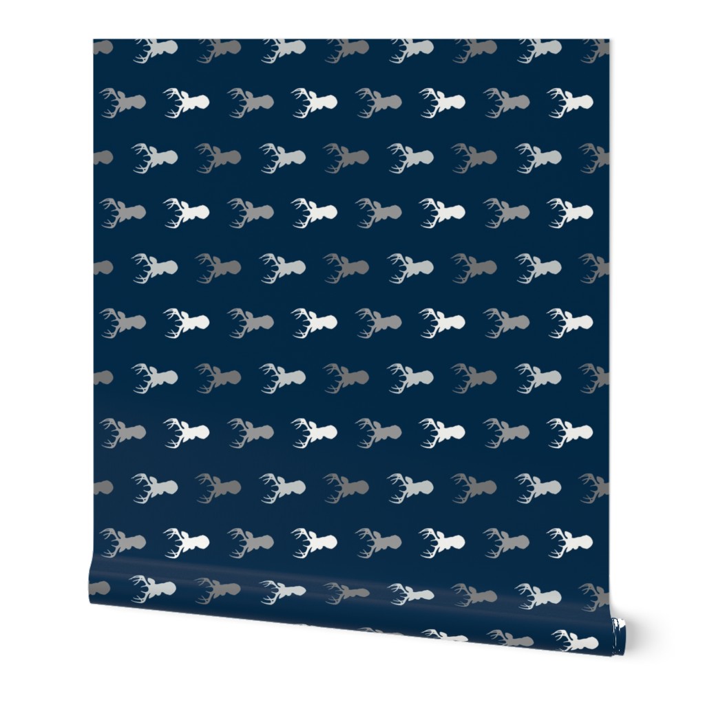 Deer - greys on navy - ROTATED