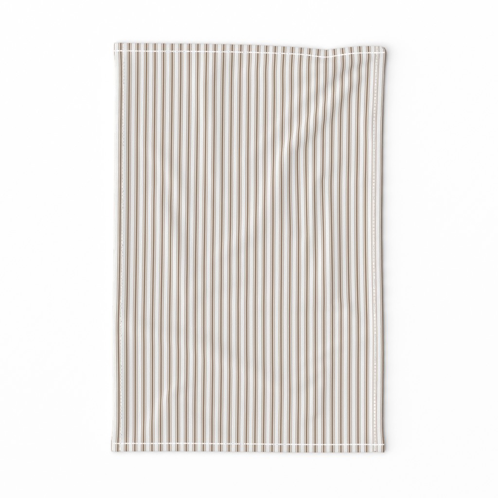 Mattress Ticking Narrow Striped Pattern in Dark Brown and White