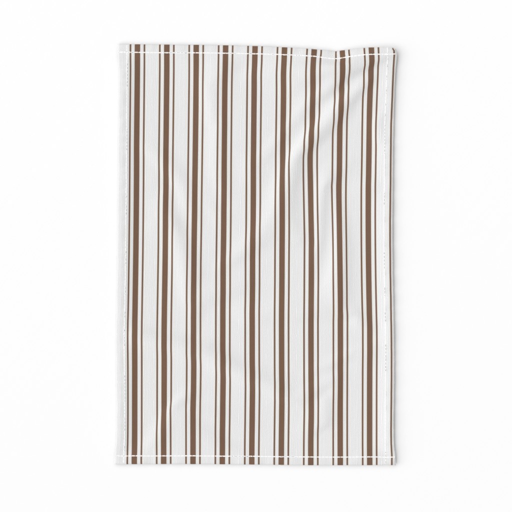 Mattress Ticking Narrow Striped Pattern in Chocolate Brown and White