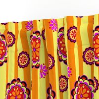 mod colorful flowers on stripes