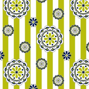 mod flowers navy lime white