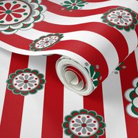 Mod Christmas Flowers on Stripes