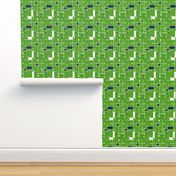 intersecting lines lime navy white