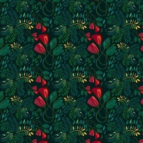 updated - smaller scale - red flowers leafy greens