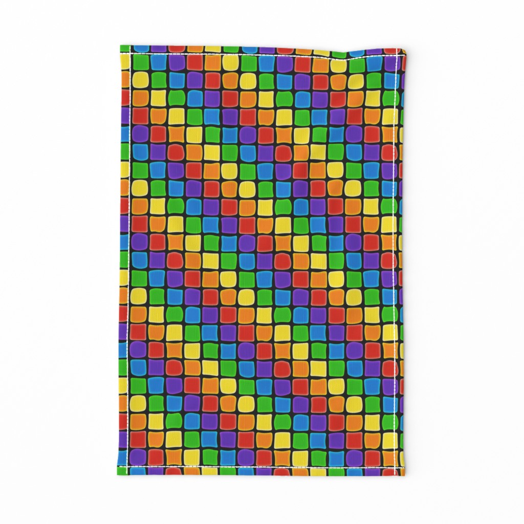 Diagonal Rainbow Striped Mosaic on Black