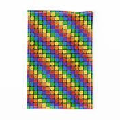 Diagonal Rainbow Striped Mosaic on Black