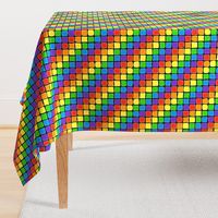 Diagonal Rainbow Striped Mosaic on Black