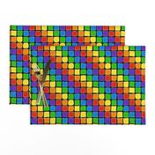 Diagonal Rainbow Striped Mosaic on Black