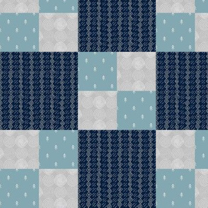 Quilt Block Camp Yellowstone - Navy Blue Gray Design