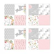 Deer Cheater Quilt Wholecloth – You Are So Loved – Gray Blush Peach Fawn Baby Girl Patchwork 1A (rotated)