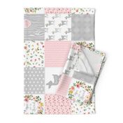 Deer Cheater Quilt Wholecloth – You Are So Loved – Gray Blush Peach Fawn Baby Girl Patchwork 1A (rotated)