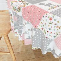 Deer Cheater Quilt Wholecloth – You Are So Loved – Gray Blush Peach Fawn Baby Girl Patchwork 1A (rotated)