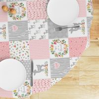 Deer Cheater Quilt Wholecloth – You Are So Loved – Gray Blush Peach Fawn Baby Girl Patchwork 1A (rotated)