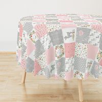 Deer Cheater Quilt Wholecloth – You Are So Loved – Gray Blush Peach Fawn Baby Girl Patchwork 1A (rotated)