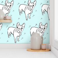 French bulldog on ice blue