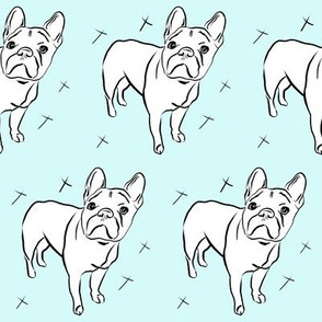 French bulldog on ice blue