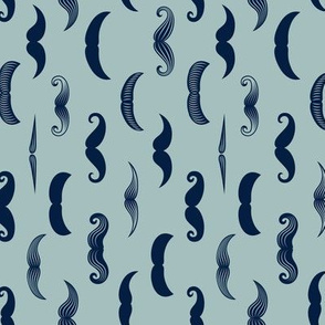 mustaches - navy on dusty blue (90)