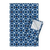 Scandi mod flowers classic blue Mid-century modern Wallpaper