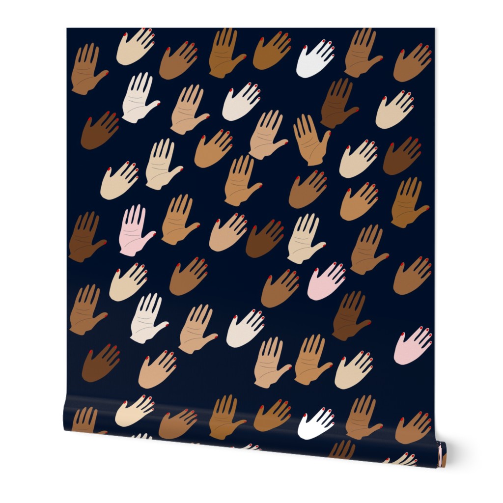 Hands Print on Navy Background