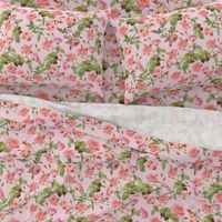 18"   Pierre-Joseph Redouté- Pierre-Joseph Redoute- Redouté fabric,Roses fabric-Redoute roses-Lovely Vintage Roses on Pink