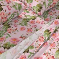 18"   Pierre-Joseph Redouté- Pierre-Joseph Redoute- Redouté fabric,Roses fabric-Redoute roses-Lovely Vintage Roses on Pink