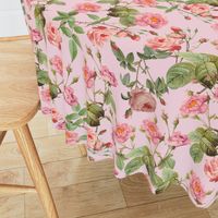 18"   Pierre-Joseph Redouté- Pierre-Joseph Redoute- Redouté fabric,Roses fabric-Redoute roses-Lovely Vintage Roses on Pink