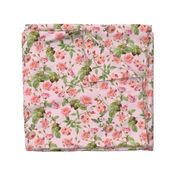 18"   Pierre-Joseph Redouté- Pierre-Joseph Redoute- Redouté fabric,Roses fabric-Redoute roses-Lovely Vintage Roses on Pink