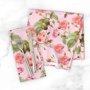 18"   Pierre-Joseph Redouté- Pierre-Joseph Redoute- Redouté fabric,Roses fabric-Redoute roses-Lovely Vintage Roses on Pink