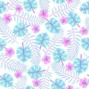 Palm leaves and hibiscus