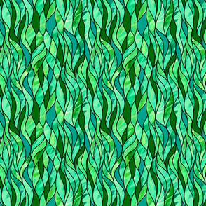 Stained Glass Waves—bright green, small