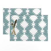 Aztec Kilim burlap texture pine green white diamonds Wallpaper