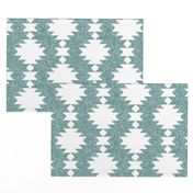 Aztec Kilim burlap texture pine green white diamonds Wallpaper