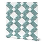 Aztec Kilim burlap texture pine green white diamonds Wallpaper