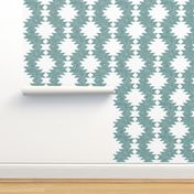 Aztec Kilim burlap texture pine green white diamonds Wallpaper