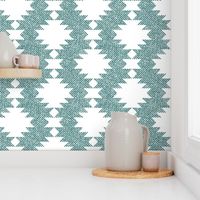Aztec Kilim burlap texture pine green white diamonds Wallpaper