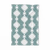 Aztec Kilim burlap texture pine green white diamonds Wallpaper