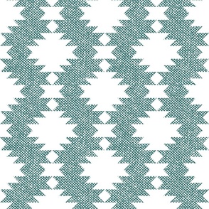Aztec Kilim burlap texture pine green white diamonds Wallpaper