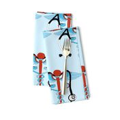medical caduceus and stethoscope, large scale, blue