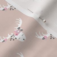 Sweet bohemian flower deer blossom antlers moose print soft pink girls