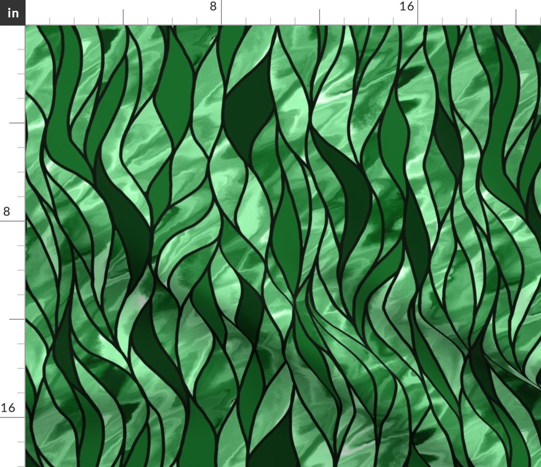 Stained Glass Waves—hunter green