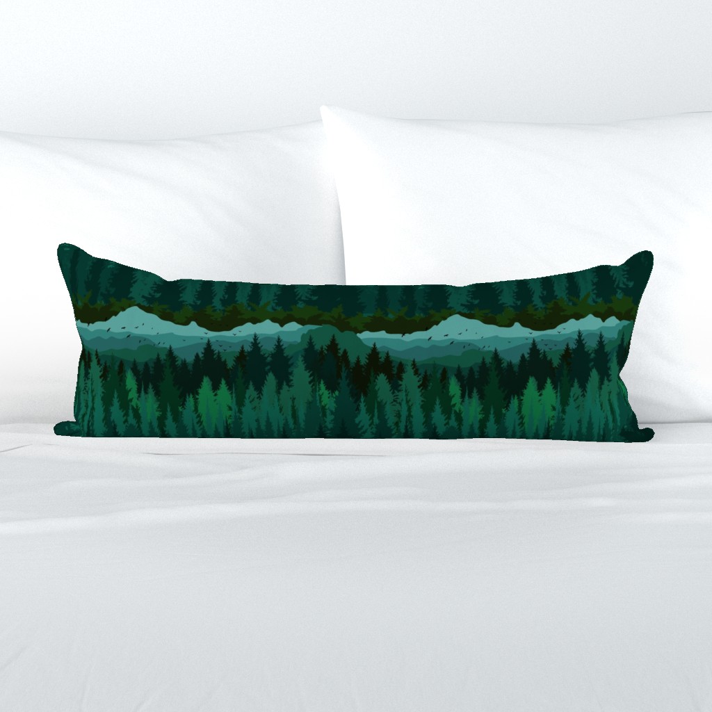 PNW Mountain Landscape in Emerald Green