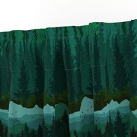 PNW Mountain Landscape in Emerald Green