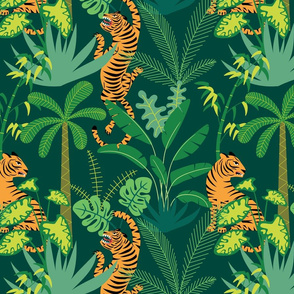 Tigers and tropical plants